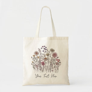 Bolso De Tela Acuarela moderna personalizada de flores silvestre