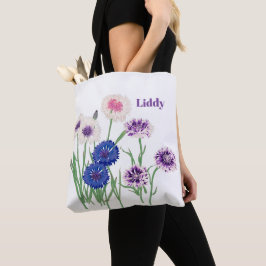 Bolso De Tela Acuarela Morado Froral Botánica
