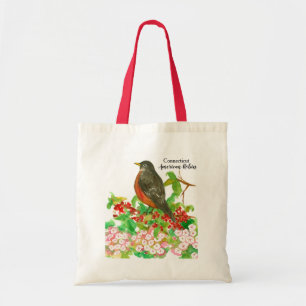 Bolso De Tela Acuarela para aves Robin Americanas de Connecticut