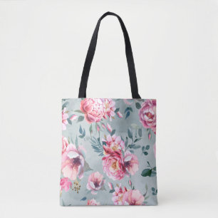 Bolso De Tela Acuarela patrón sin fisuras de peonía y flor fl