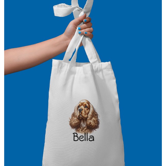 Bolso De Tela Acuarela Perro Cocker Spaniel Personalizado (Subido por el creador)