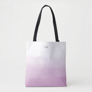 Bolso De Tela Acuarela púrpura Lilac Ombre Monograma moderno