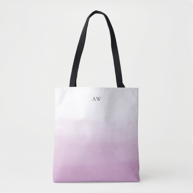 Bolso De Tela Acuarela púrpura Lilac Ombre Monograma moderno (Anverso)
