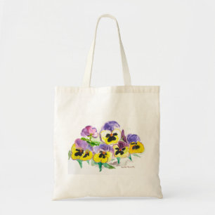 Bolso De Tela Acuarela Púrpura Pañoso Amarillo Floral Rústico