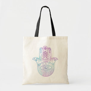 Bolso De Tela Acuarela púrpura y azul de la mano de Hamsa