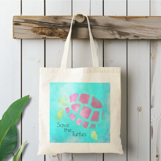 Bolso De Tela Acuarela Salva a las tortugas (Subido por el creador)