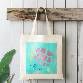 Bolso De Tela Acuarela Salva a las tortugas