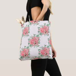 Bolso De Tela Acuarela Shabby Chic Rosas Rosadas y Lunares