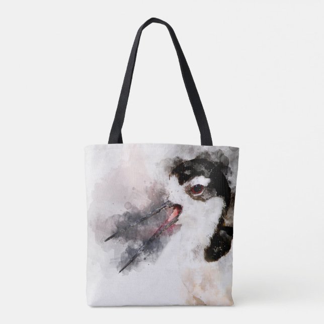Bolso De Tela acuarela Stilt de cuello negro (Reverso)
