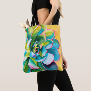 Bolso De Tela Acuarela suculenta botánica