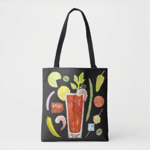 Bolso De Tela Acuarela Tote María Sangrienta, de dos lados