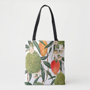 Bolso De Tela Acuarela tropical durión, patrón de mango.