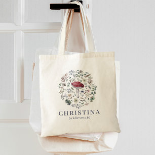 Bolso De Tela Acuarela Vegetación Botánica Mushroom Bridesmaid