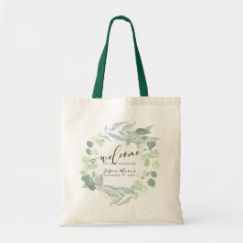 Bolso De Tela Acuarela Verde Eucalipto de Goma Azul Bienvenida