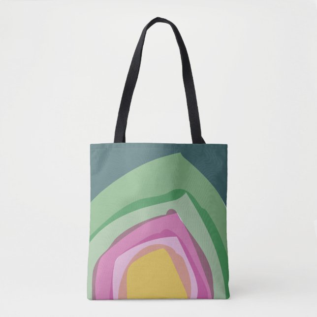 Bolso De Tela Acuarela verde rosa moderna (Anverso)