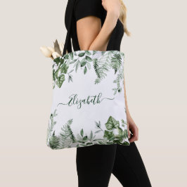 Bolso De Tela Acuarela Verdor Botánico Sage Ferns Ivy