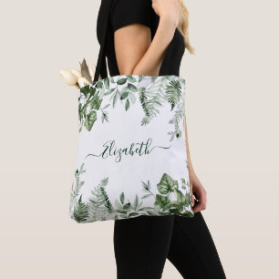 Bolso De Tela Acuarela Verdor Botánico Sage Ferns Ivy