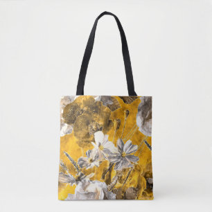 Bolso De Tela acuarela vintage monocromática floral sin costuras