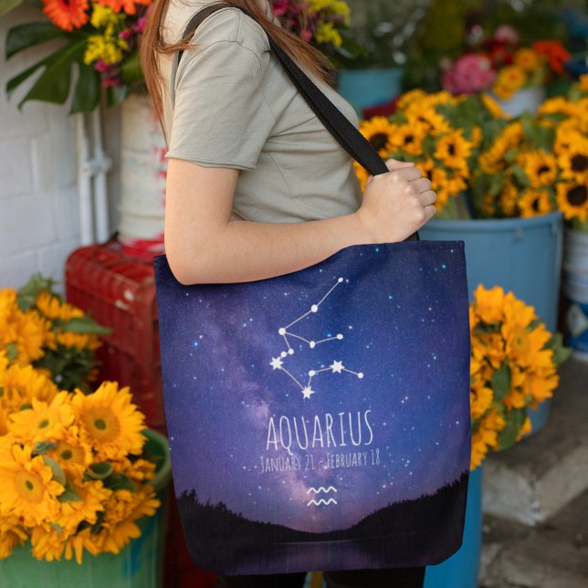 Bolso De Tela Acuario | Constelación zodiaca personalizada (Subido por el creador)