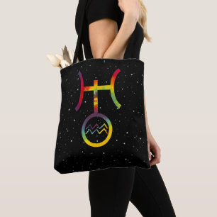 Bolso De Tela Acuario Urano Símbolo Planetario Tie Dye Estrellad