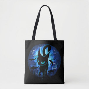Bolso De Tela Acuático - Gato surrealista en fantasía oceánica p