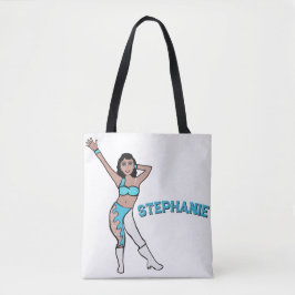 Bolso De Tela Add A Name Aqua Swirl #2