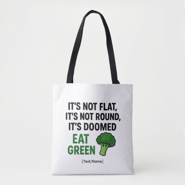 Bolso De Tela Add Text/Name Funny Broccoli Tote Bag – Eat Green (Anverso)