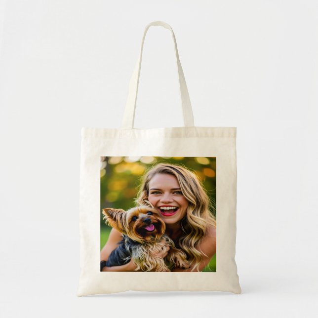 Bolso De Tela Add Yorkshire Terrier Photo Personalize (Frente)