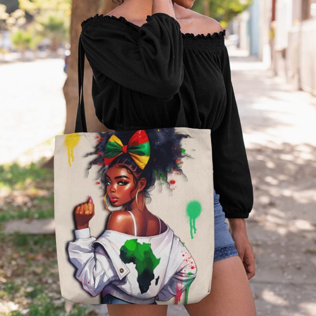 Bolso De Tela Adolescente afroamericana celebrando su herencia (Subido por el creador)