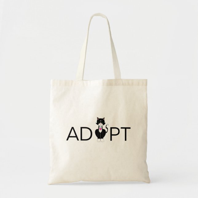 Bolso De Tela Adoptar gato montés moderno de esmoquin (Frente)
