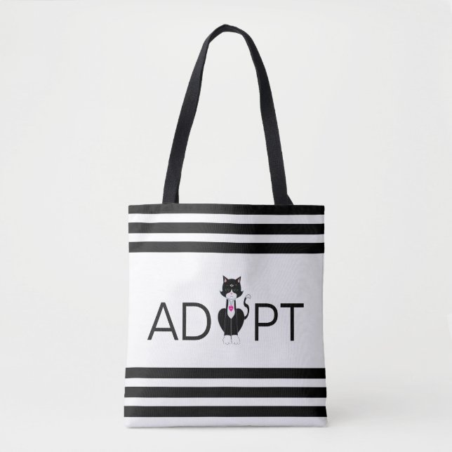 Bolso De Tela Adoptar gato montés moderno de esmoquin (Anverso)