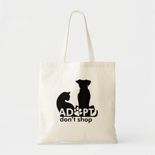 Bolso De Tela Adoptar No Comprar Gato De Perro (Frente)
