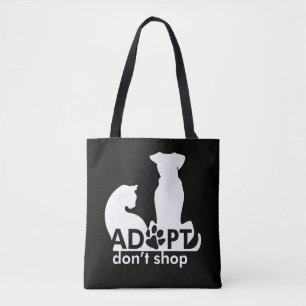 Bolso De Tela Adoptar No Comprar Gato De Perro Blanco