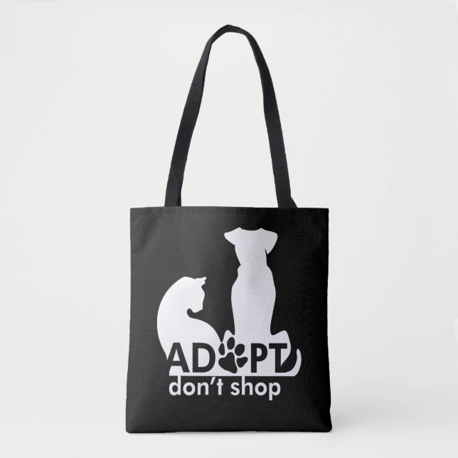 Bolso De Tela Adoptar No Comprar Gato De Perro Blanco (Anverso)