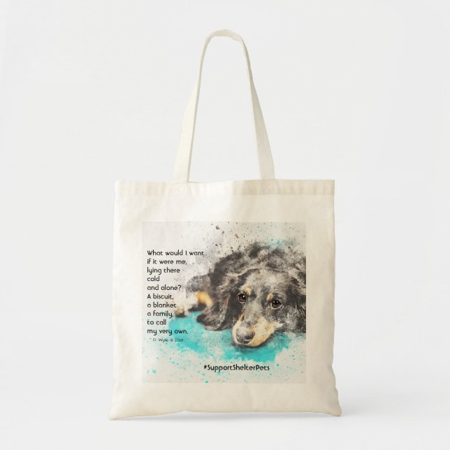 Bolso De Tela Adoptar un Mascota de refugio - Dachshund (Frente)