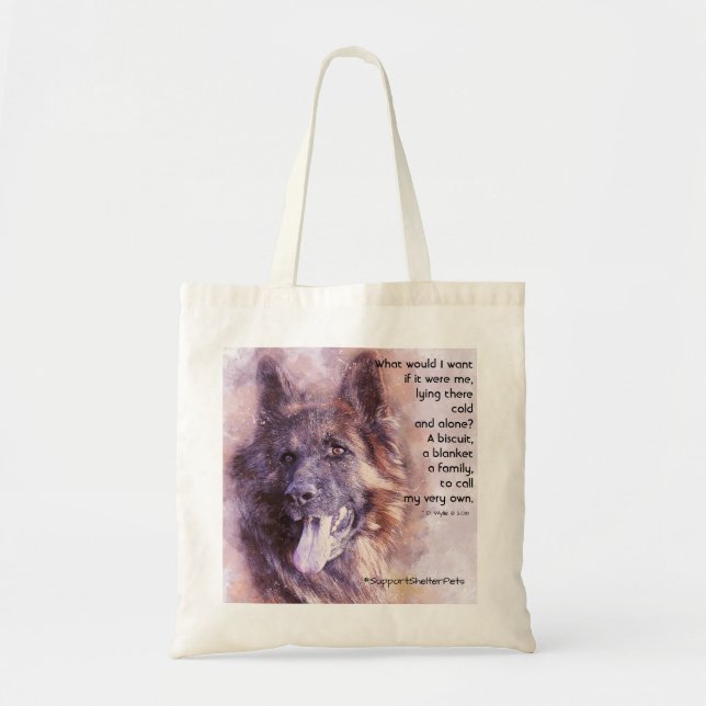 Bolso De Tela Adoptar un Mascota de refugio - Pastor alemán (Frente)