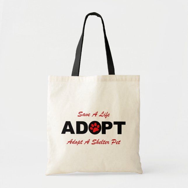 Bolso De Tela Adopte (ahorre una vida) (Frente)