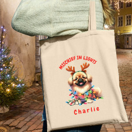 Bolso De Tela Adorable acuarela Navidades adorables perro peking