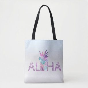 Bolso De Tela Adorable Aloha Hawaiian Pineapple, Plata