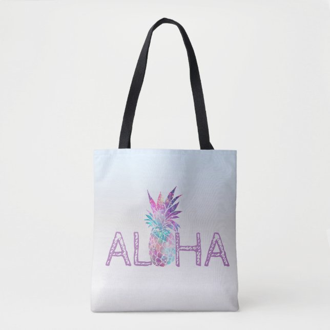Bolso De Tela Adorable Aloha Hawaiian Pineapple, Plata (Anverso)