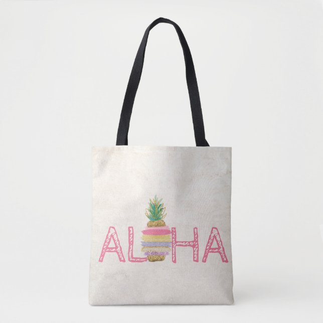 Bolso De Tela Adorable Aloha Hawaiian Striped Pineapple (Anverso)