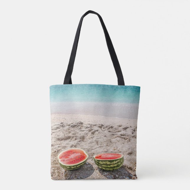 Bolso De Tela Adorable Beach Watermelon Personalizado (Reverso)