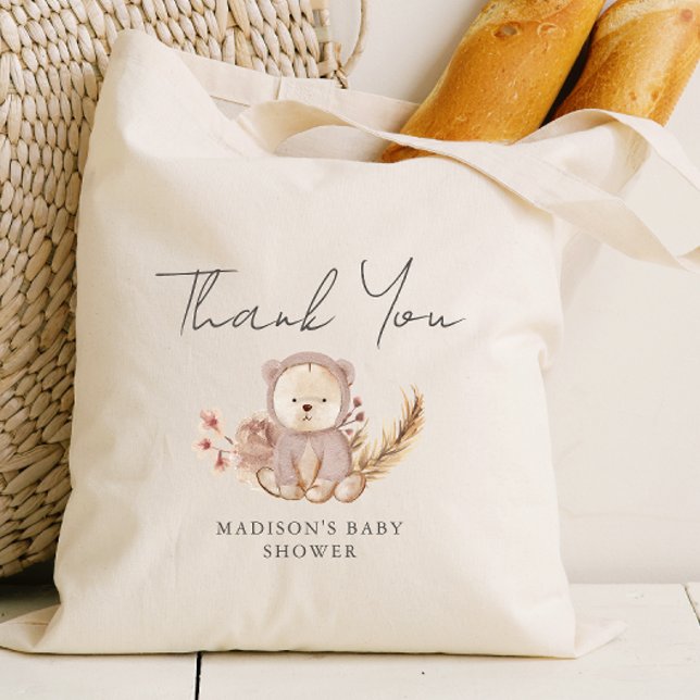Bolso De Tela Adorable Boho Botanical Sweet Bear Baby Shower (Subido por el creador)