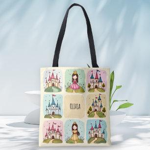Bolso De Tela Adorable castillo de cuentos de hadas y Doodles Pr