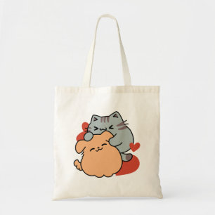 Bolso De Tela Adorable Cat and Dog Hug - Diseño de Meow & Woof