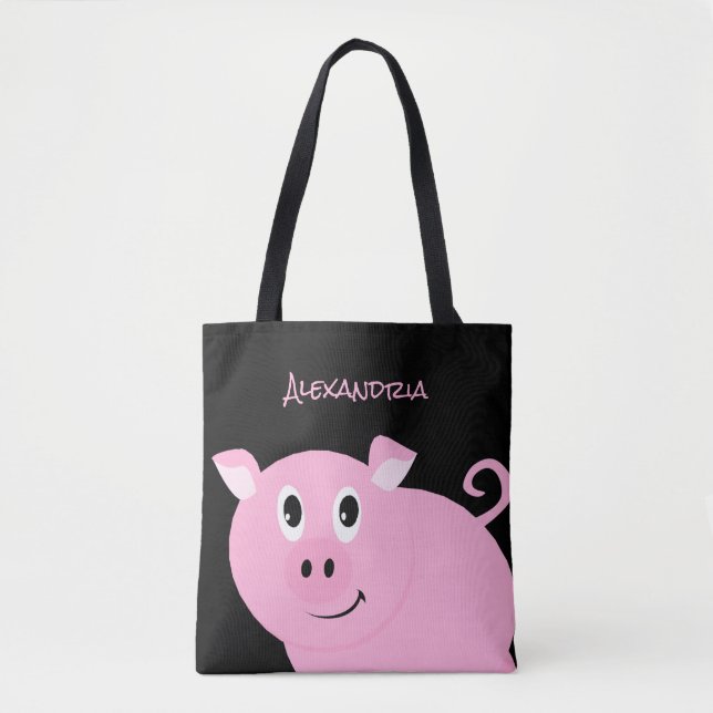 Bolso De Tela Adorable Cerdo Rosa Personalizado Sweet Little Pig (Anverso)