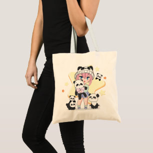 Bolso De Tela Adorable Chica anime rodeado de juguetes Panda