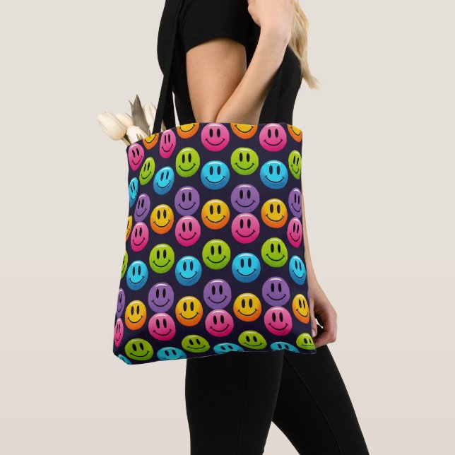 Bolso De Tela "Adorable Colección de patrones de Emoji sonriente (Detalle)