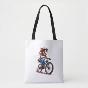 Bolso De Tela Adorable Cowdog Riding Mountain Bike Adventure