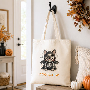 Bolso De Tela Adorable Crew de Esqueleto de Halloween de Bulldog